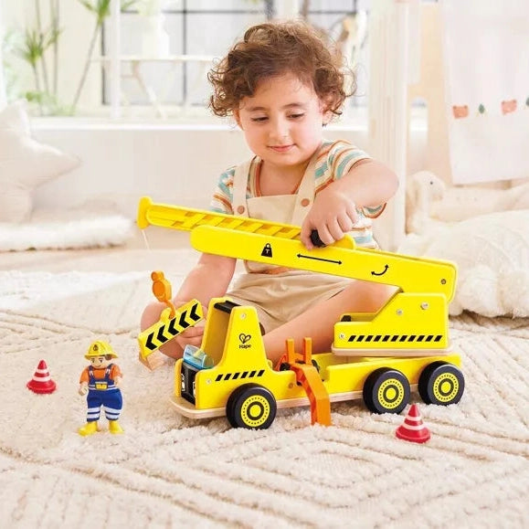 Grande grue de chantier en bois - Jouet d'imitation