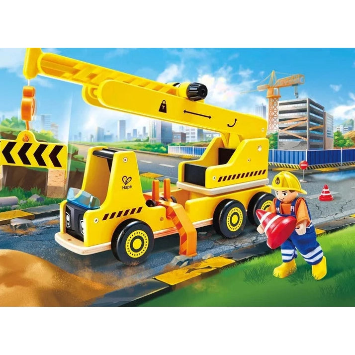 Grande grue de chantier en bois - Jouet d'imitation