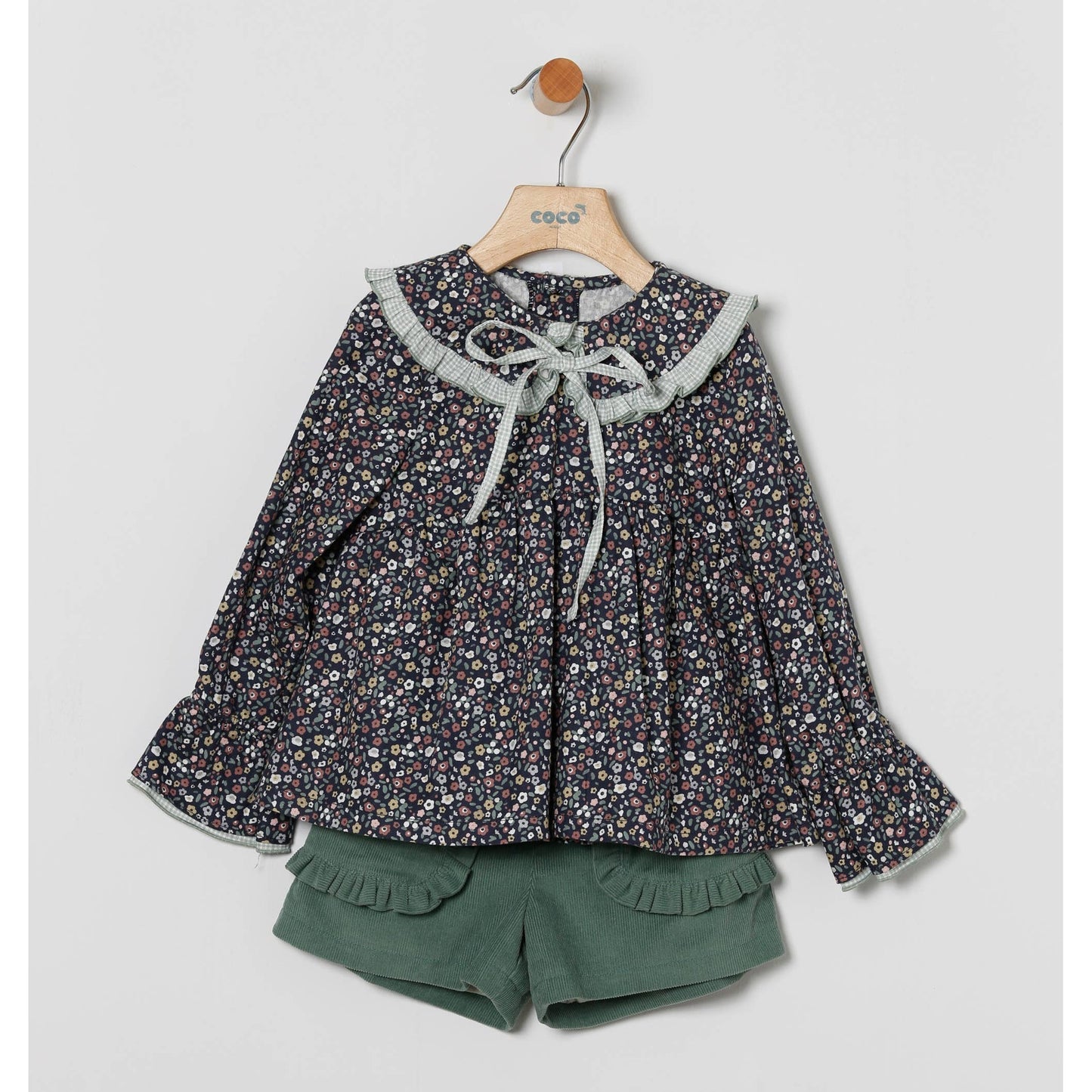 Ensemble Fille Blouse Florale et Short Velours - COCO ACQUA