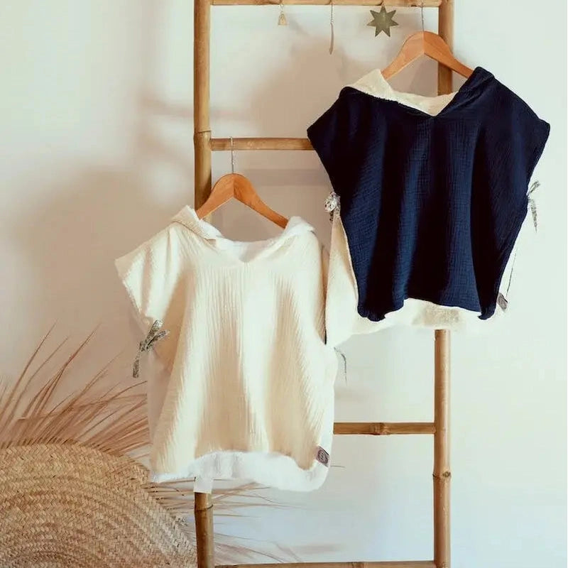 Poncho de bain écru