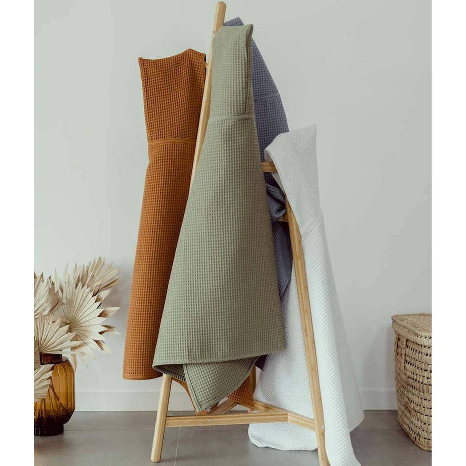 Maxi cape de bain nid d'abeille vert sauge