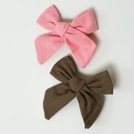 Duo de barrettes rose et chocolat
