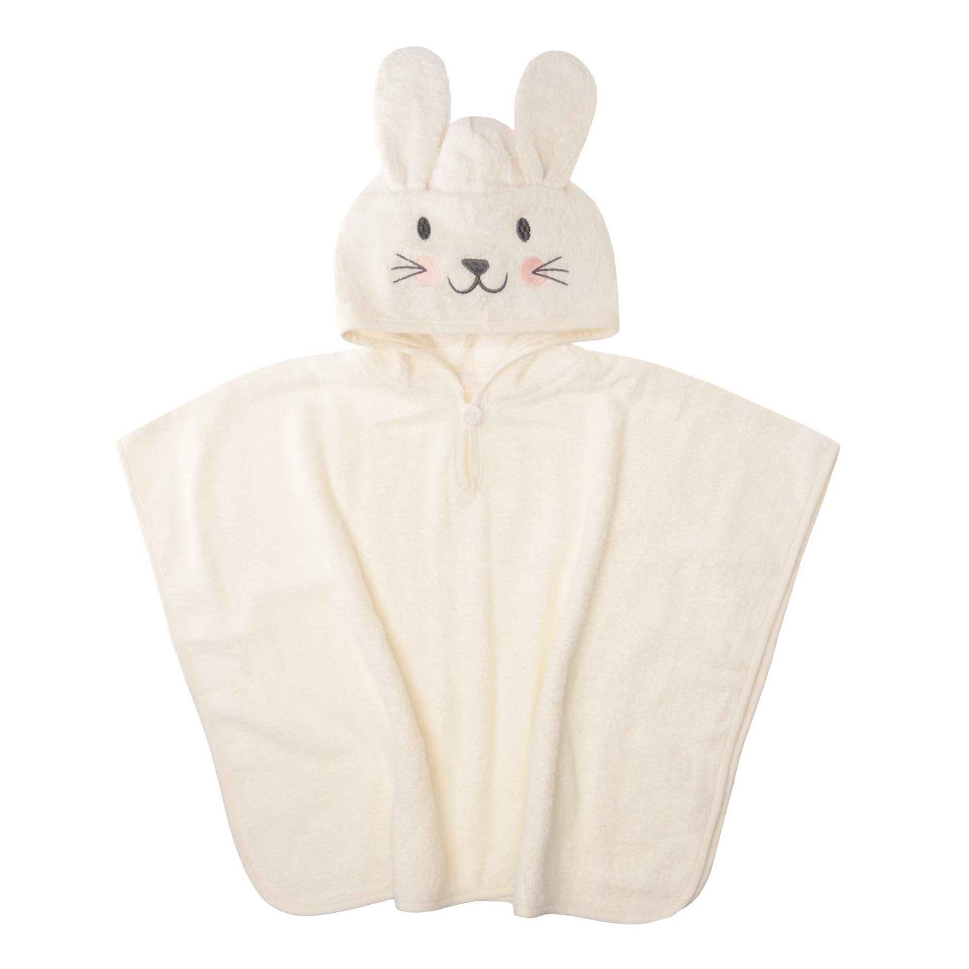 Poncho à capuche en écru avec oreilles de lapin