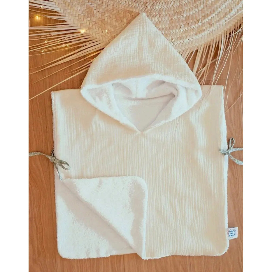 Poncho de bain écru