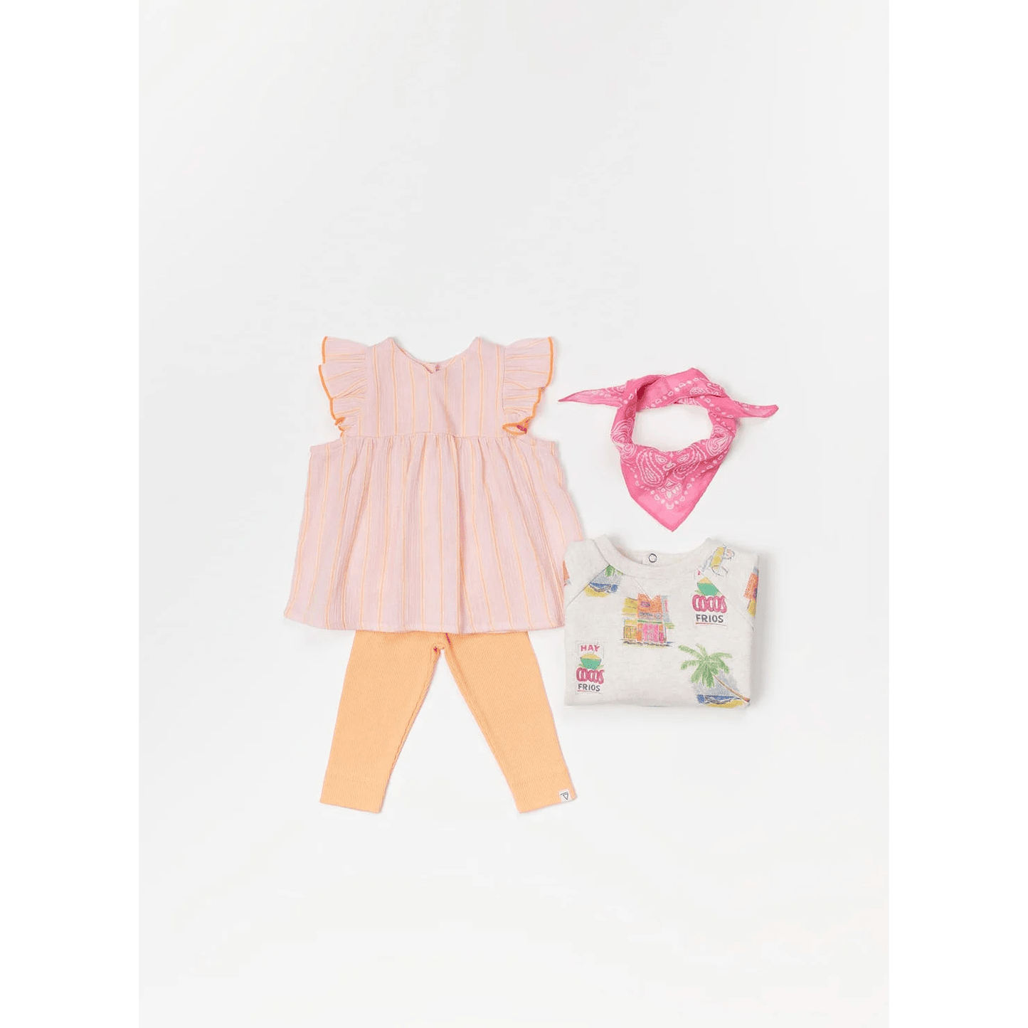 BLOUSE BEBE RAYURES FLUO GOTS