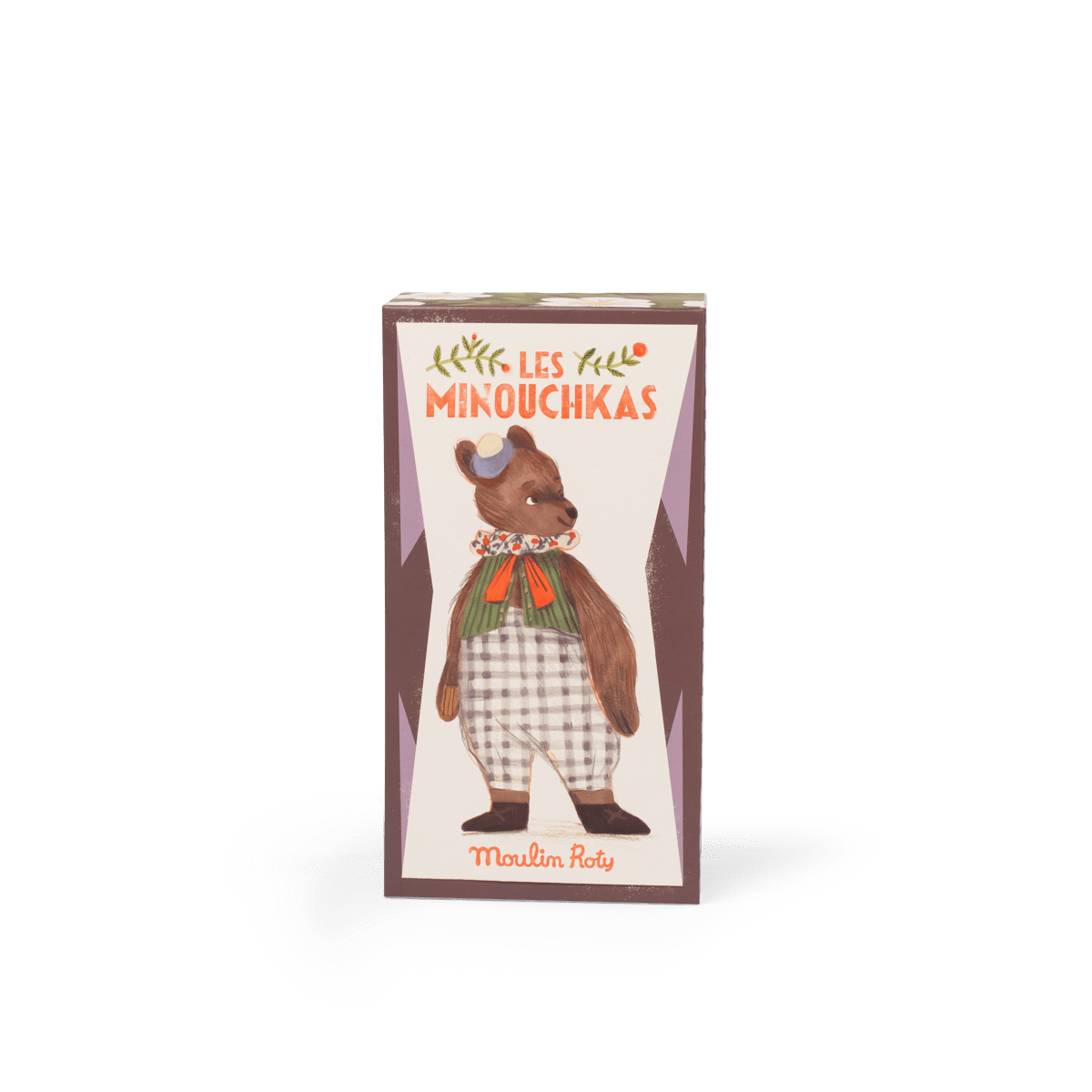Les Minouchkas Baba bear product packaging box with watercolor illustration