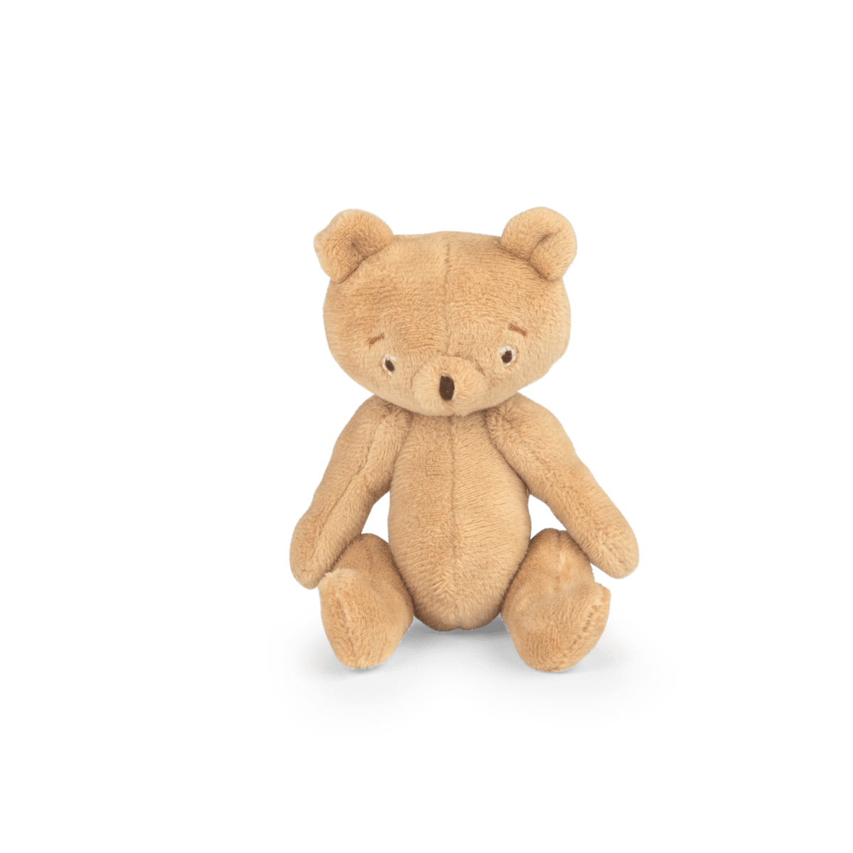 Articulated Bébé Emile plush teddy bear sitting upright with fuzzy texture