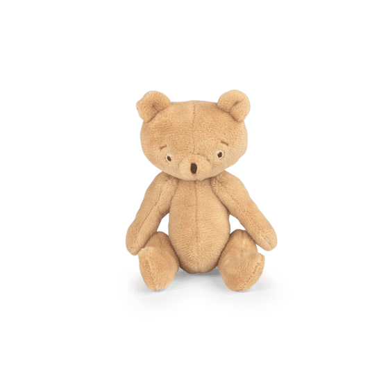 Articulated Bébé Emile plush teddy bear sitting upright with fuzzy texture