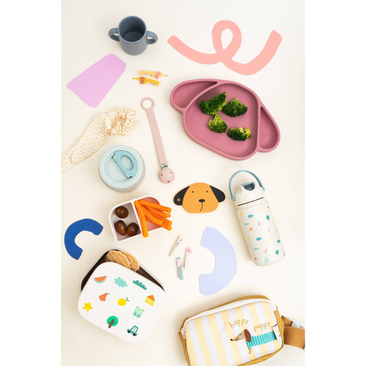 Dachshund lunchbox set with silicone plate and accessories for kids