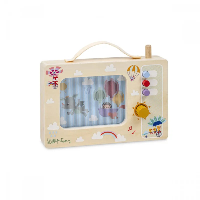 Lilliputians light wood animated music box with colorful buttons