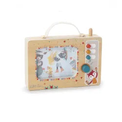 Lilliputians animated wooden music box with hedgehog and dragon characters