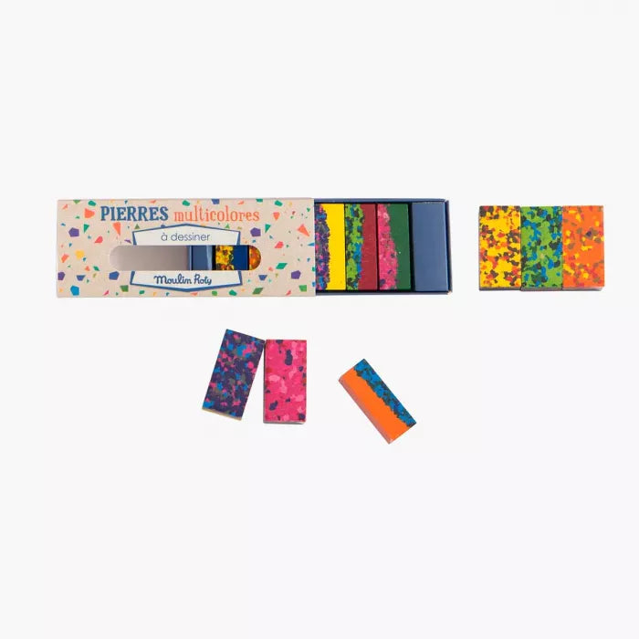 Boîte de 6 pierres de cire multicolores Les Petite Merveilles