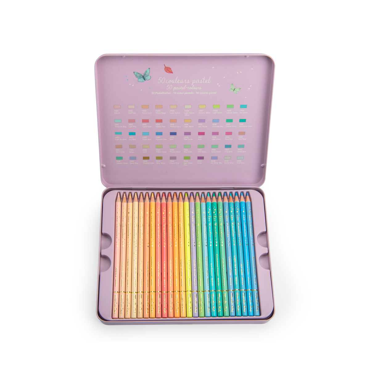 Boîte métal 50 crayons pastels Les Rosalies