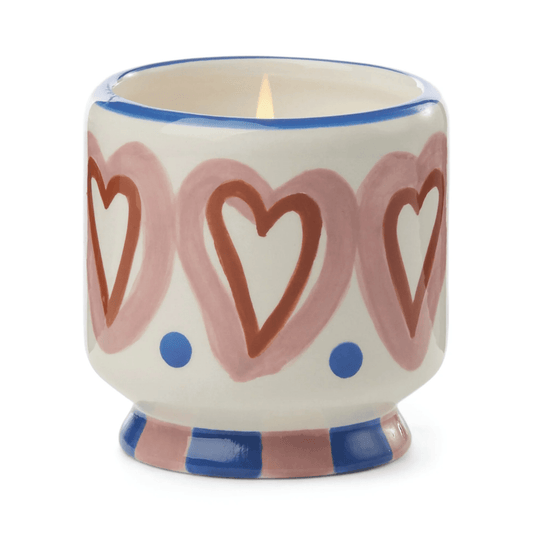 Bougie A Dopo en céramique Cœurs – Parfum Bois de Rose & Vanille – 226 g