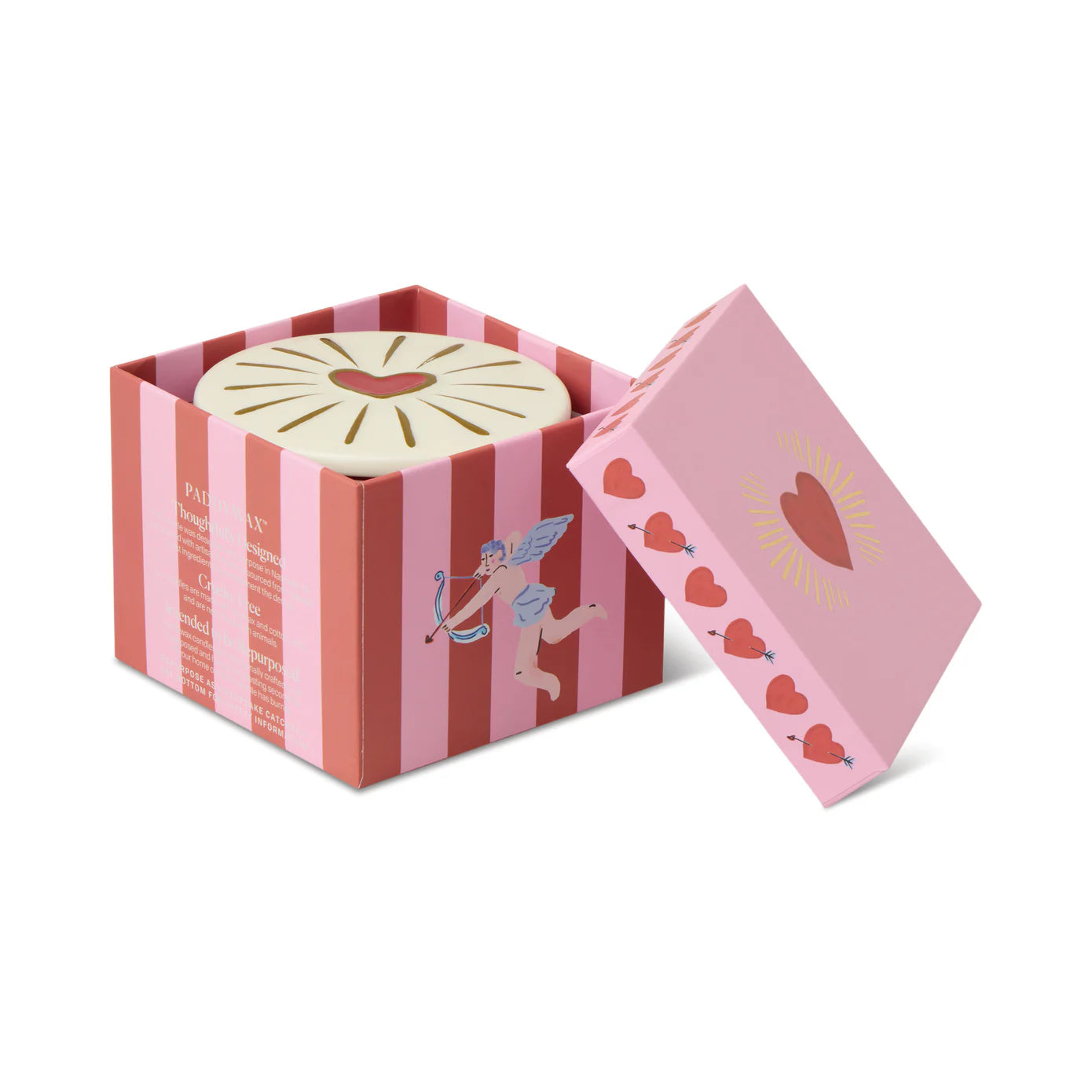 Bougie Charmed en verre rouge avec couvercle cœur en céramique – Parfum Figue Sauvage & Rose – 226 g