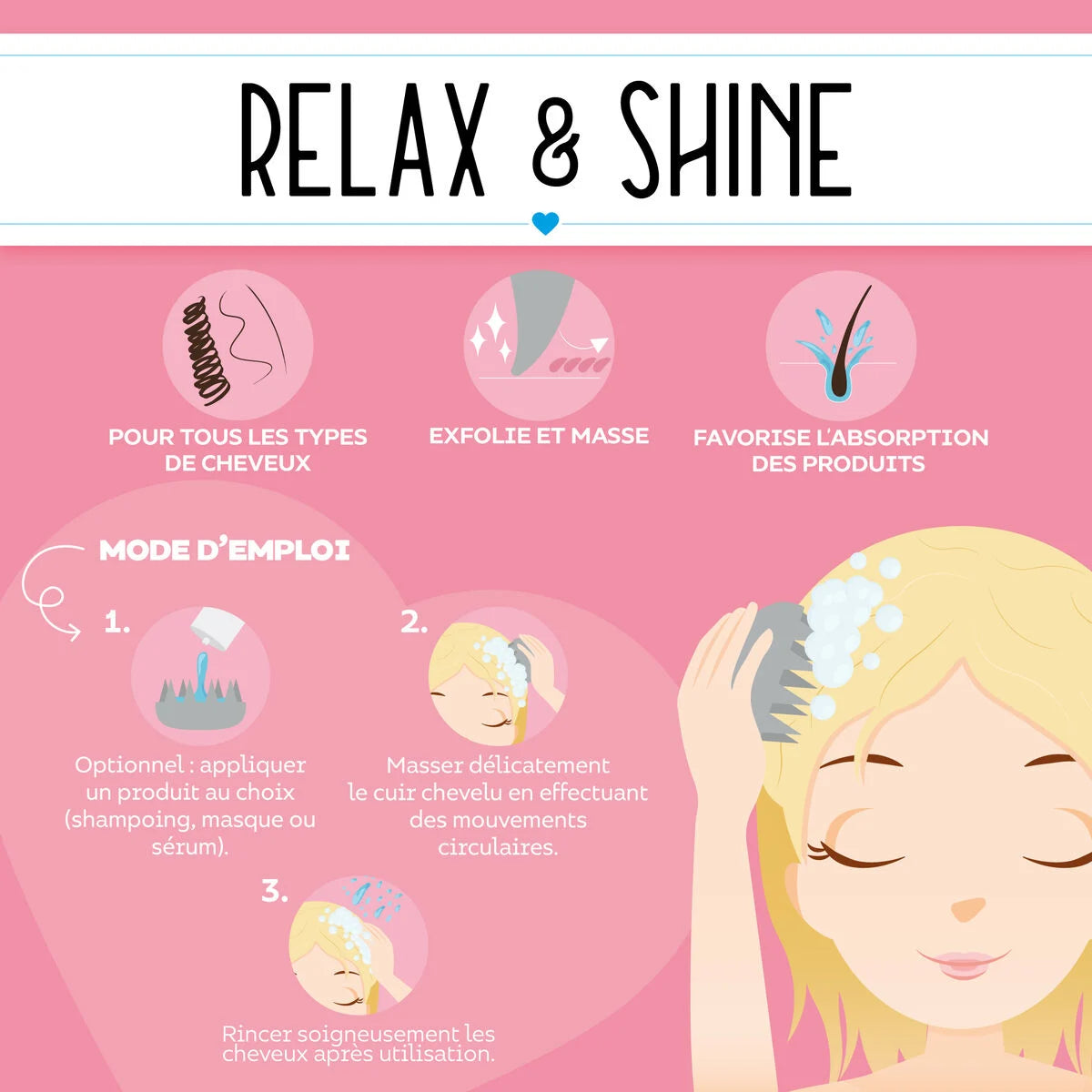 Brosse Chat pour Cuir Chevelu et Shampoing - Relax & Shine