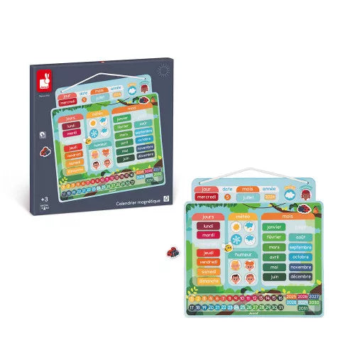 Calendrier magnétique éducatif Janod boîte et aimants animaux pour enfants