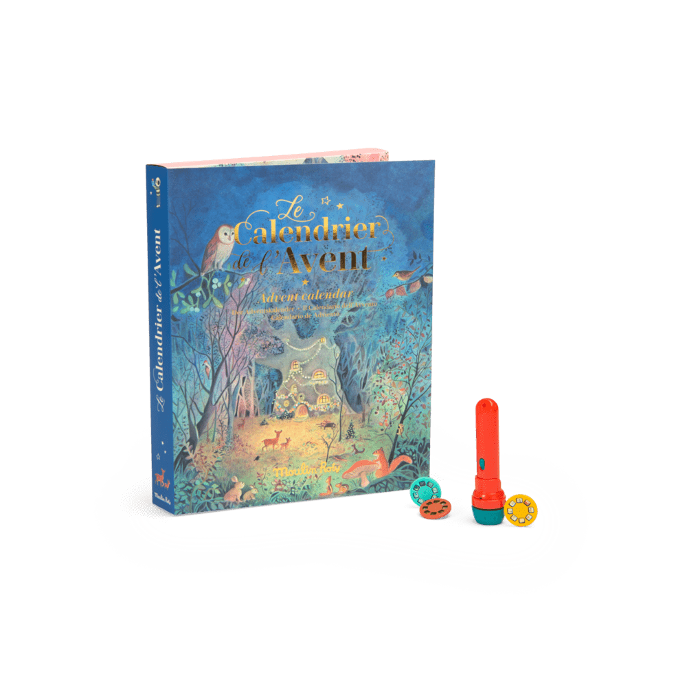 Moulin Roty La Grande Famille advent calendar with story projector and discs