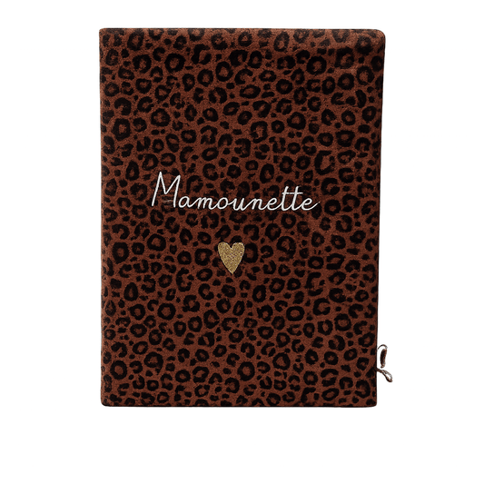 Carnet A5 en gaze de coton léopard marron