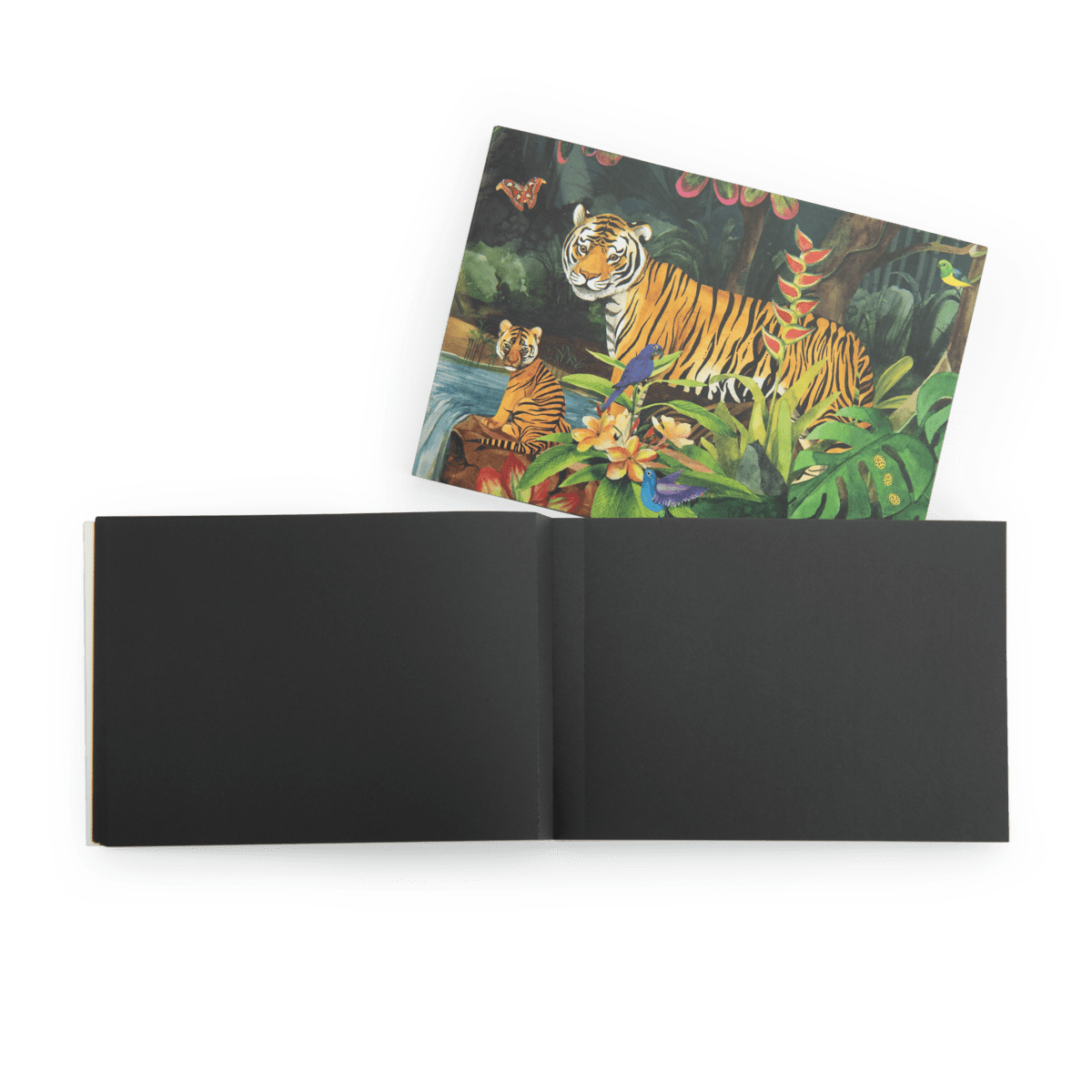 Moulin Roty black paper sketchbook showing cover and blank pages