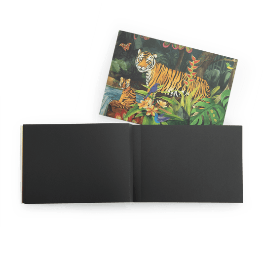 Moulin Roty black paper sketchbook showing cover and blank pages
