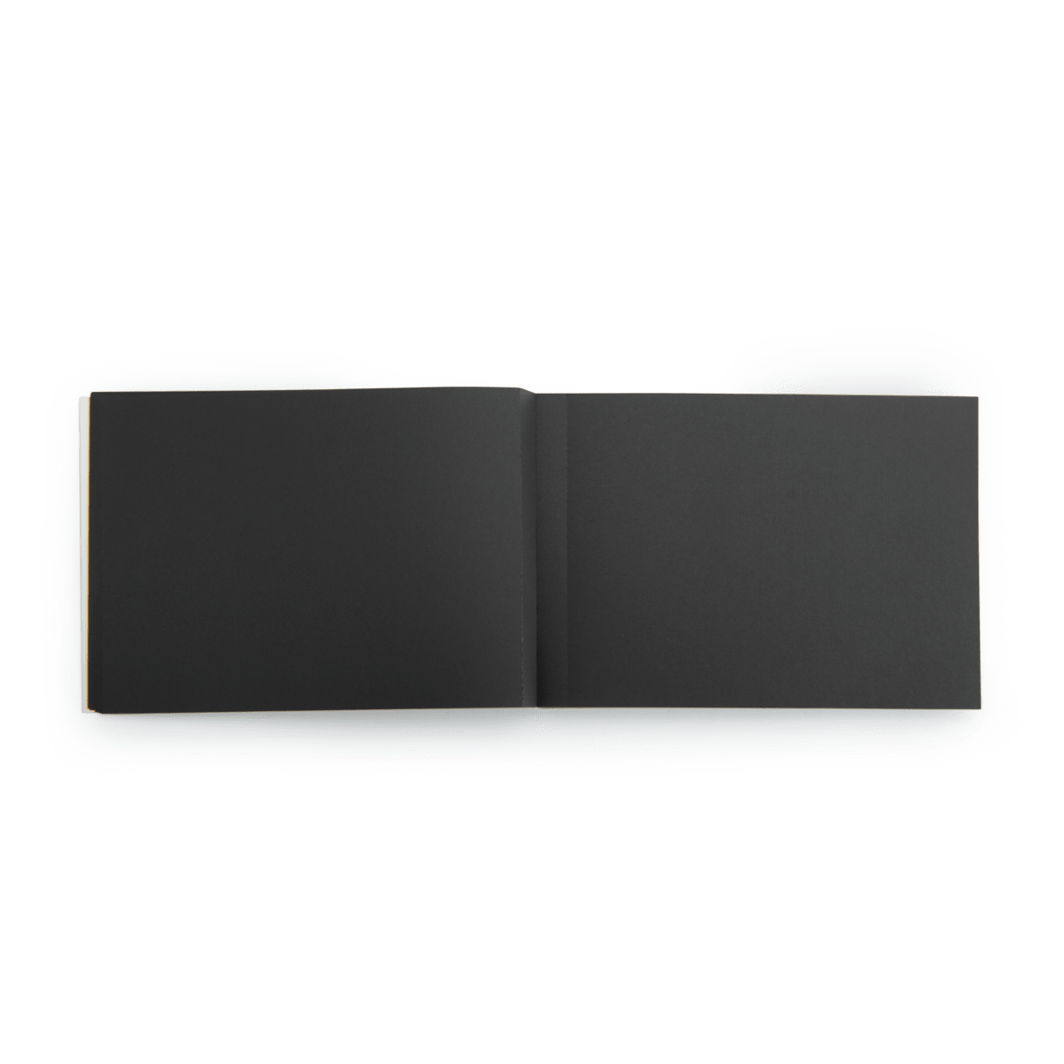 Open thick black pages of children's drawing book