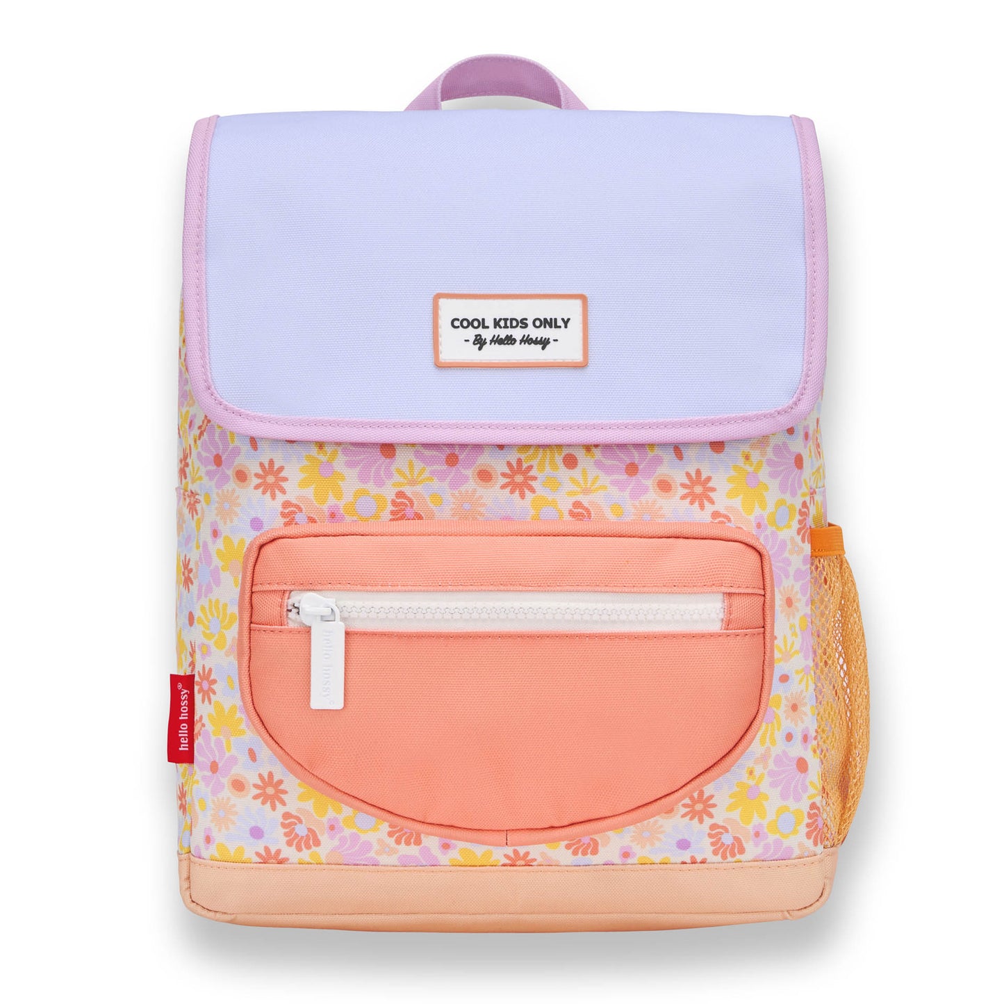 Hello Hossy retro floral children's backpack with lavender flap