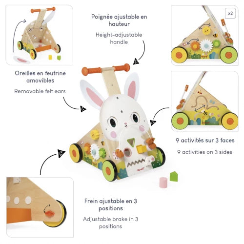 Chariot Multi-Activités Lapin en bois