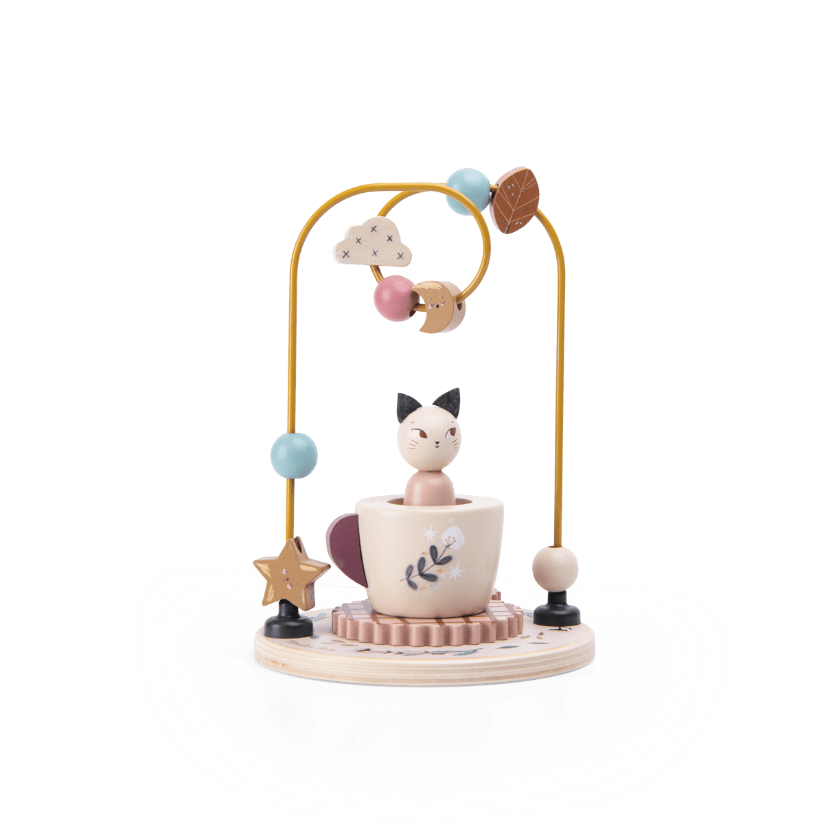 Assembled Moulin Roty 'Après la pluie' wooden bead maze toy