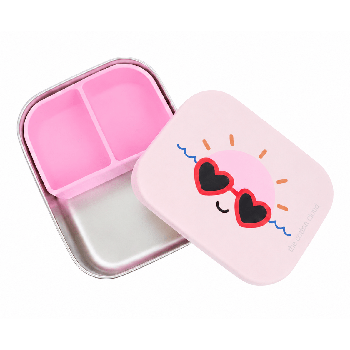 Pink silicone insert lunchbox with sun design lid