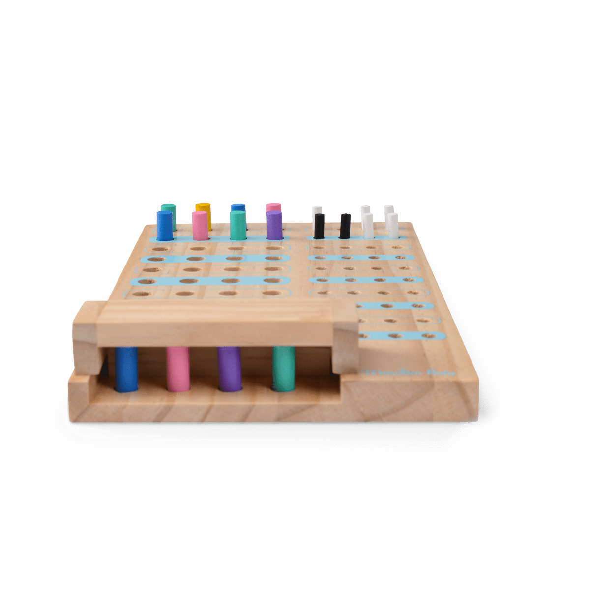 Moulin Roty wooden logic board game with colored pegs for family strategy play