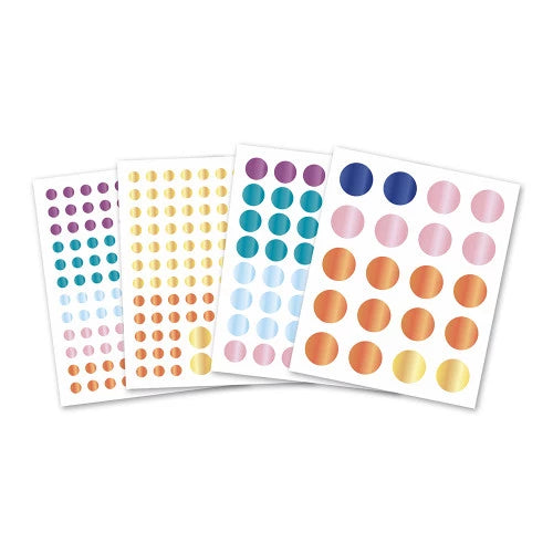 JANOD round metallic stickers in purple teal pink gold and silver for kids crafts