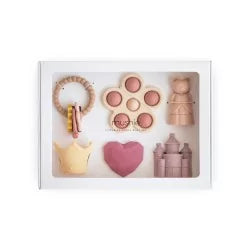 MUSHIES Little Princess gift set with silicone teether toys and wooden ring