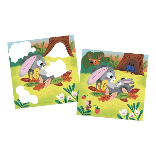 Carte interactive Feutre magique lapins automne état coloré et blanc JANOD