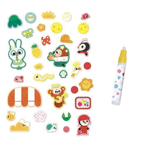Colorful die-cut animal stickers and water magic marker for kids art
