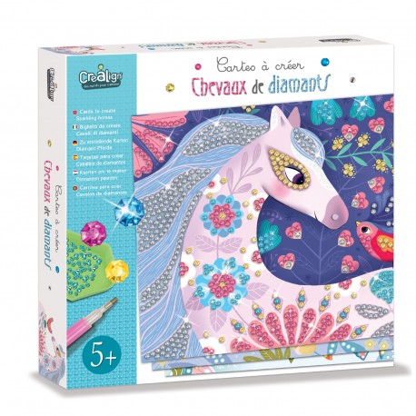 Vue latérale du coffret Chevaux de diamants CréaLign avec guide d'activité