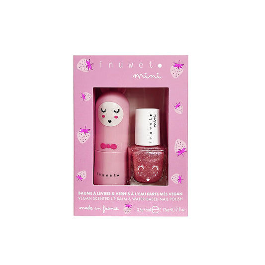 Coffret duo baume à lèvres et vernis à l'eau Fraise