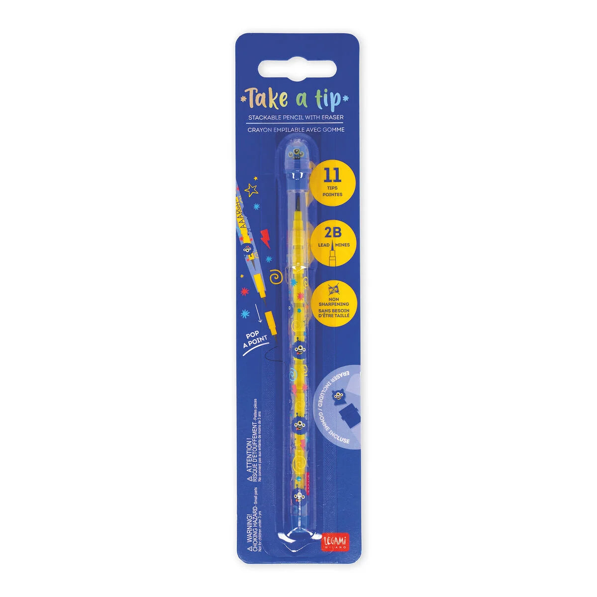 Crayons Empilables avec Gomme Monstre - Take a Tip