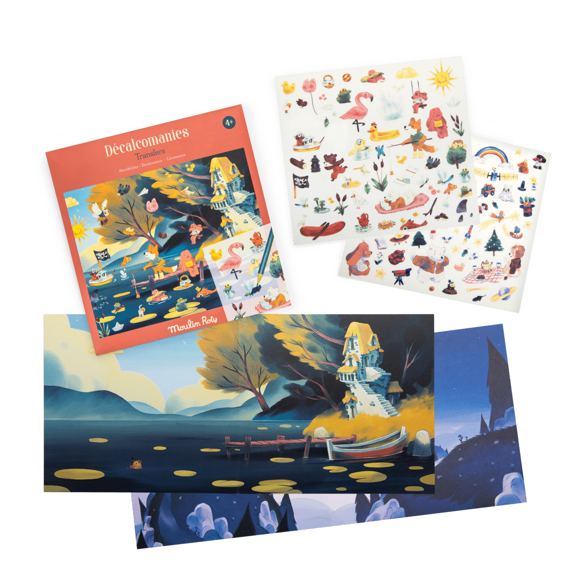Moulin Roty Jojo Band sticker set contents including two scene backdrops