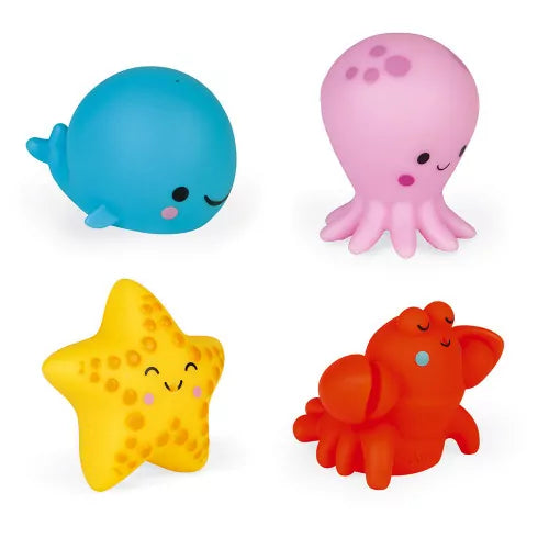 JANOD Mer bath toy set with whale octopus starfish and lobster
