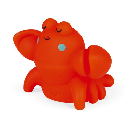 Orange lobster bath toy with JANOD logo embossed on side
