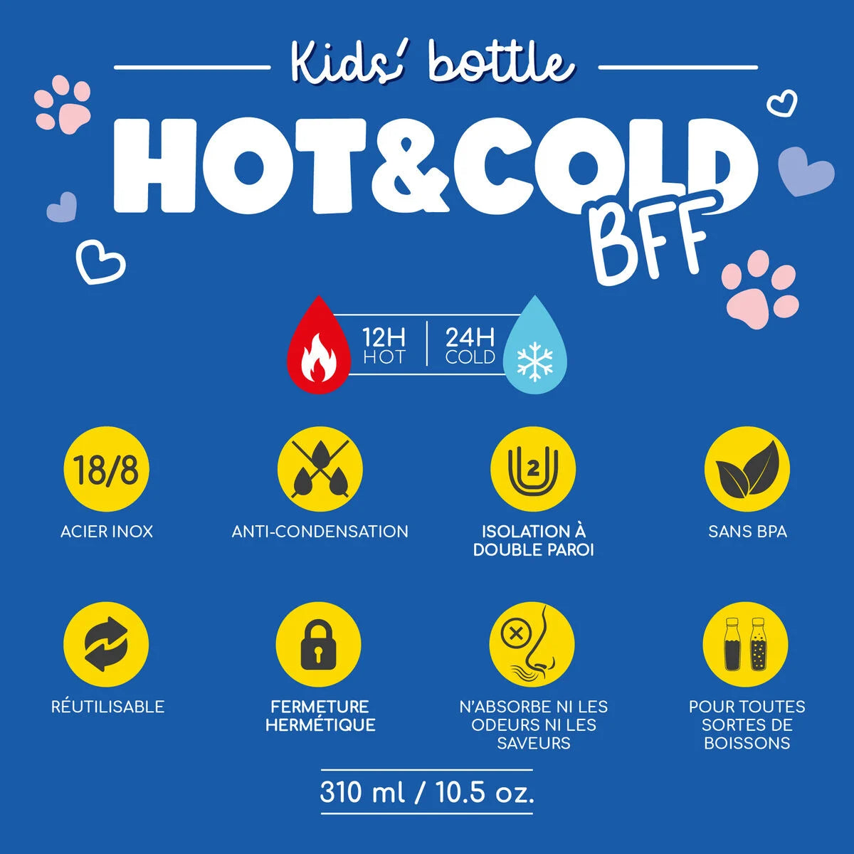 Gourde Thermique pour Enfant - Chat - Hot&Cold BFF - 310 ML