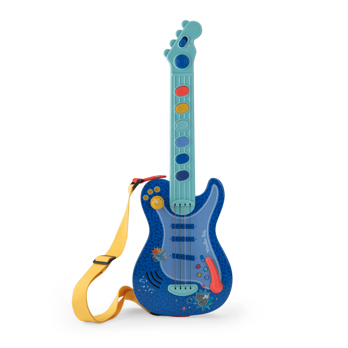 Puce & Pilou electric toy guitar with adjustable strap and colorful buttons