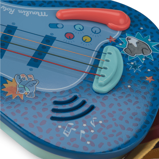 Moulin Roty toy guitar lower body with musical notes and vibrato bar