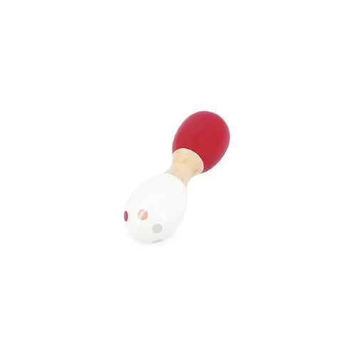 JANOD wooden maraca toy with white body and red top for kids