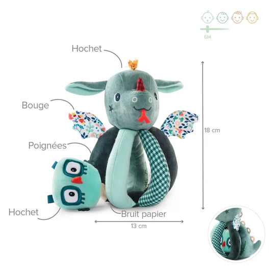 Hochet à poignées Joe le dragon
