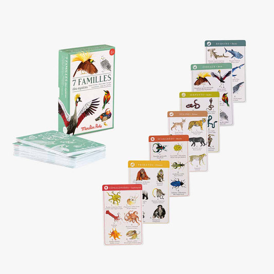 Moulin Roty 7 Families species game box with family cards