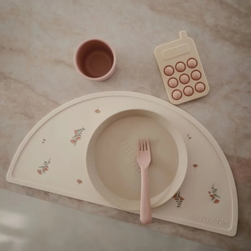 Mushie Baby Silicone Dining Set with Pop-Phone Accessory