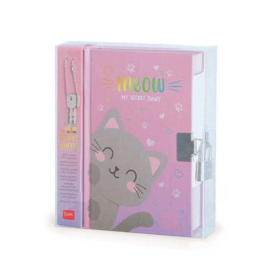 Journal Intime avec Couverture Rigide Illustrée et Cadenas - Chat - My Secret Diary