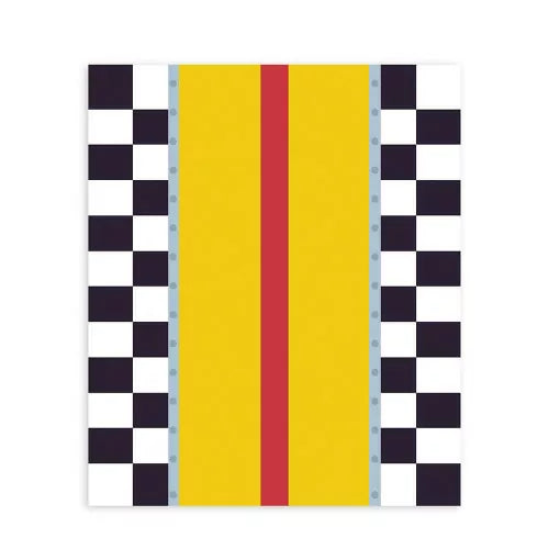 Yellow and black checkered paper sheet for rocket assembly
